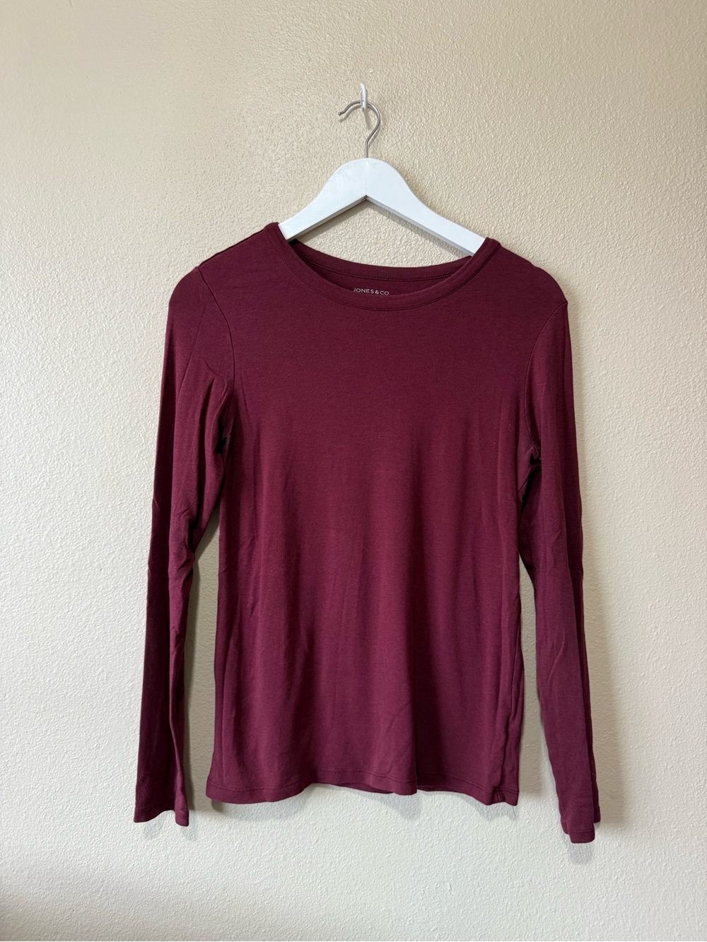 Jones New York Long Sleeve Crewneck Top - Wine